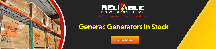 Banner stating Generac Generators in Stock