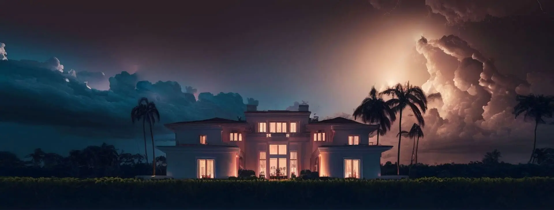 House image with storm clouds in background